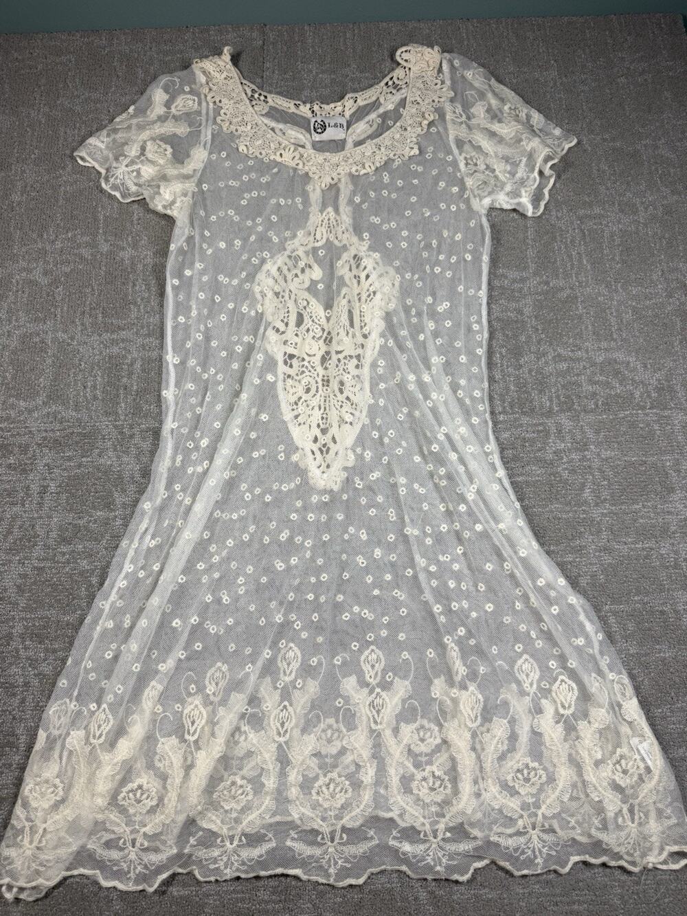 L&B Lucky And Blessed White Laced Boho Western Dress READ BELOW